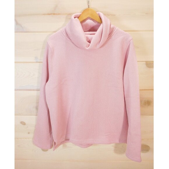 J Crew Sweater Womens XXL Pink Herringbone Cowl Neck Pullover Preppy Pastel - Picture 1 of 9